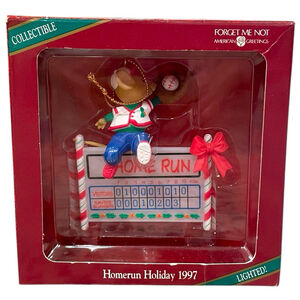 Vtg American Greeting Lighted Scoreboard Homerun Holiday 1997 Christmas Ornament